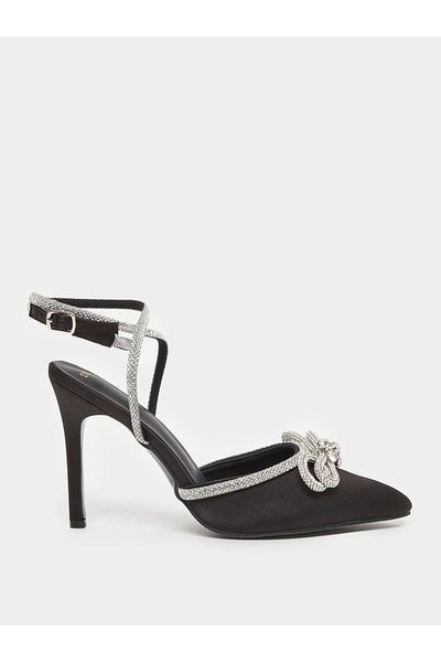 Styli Embellished Ankle Strap Bow Accent Shoes