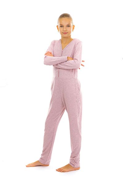 dendy Dívčí overal pyžamový dlouhý Pink 77/158