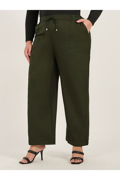 Styli Plus Size Belted Straight Leg Tapered Pants