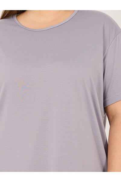 Styli Plus Size Crossover Back Detail Sleep T-Shirt Dress