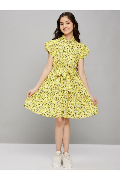Stylo Bug By Styli Floral Print Collared Dress with Belt