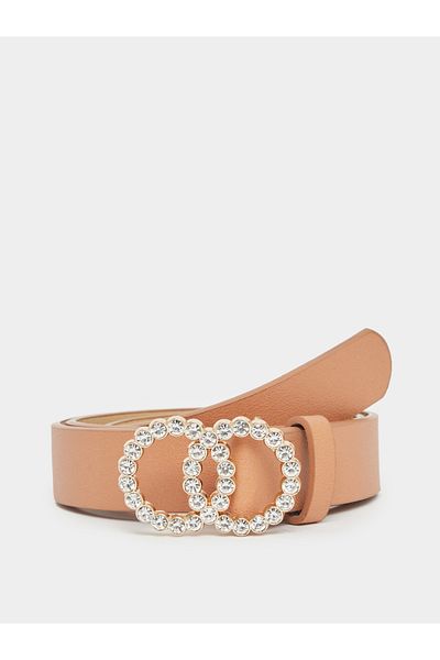 Styli Rhinestone Double Circle Buckle Belt