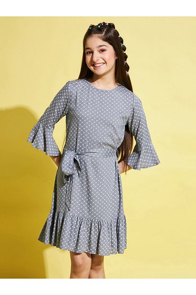 Stylo Bug By Styli All-Over Print 3/4 Sleeves Belted Dress