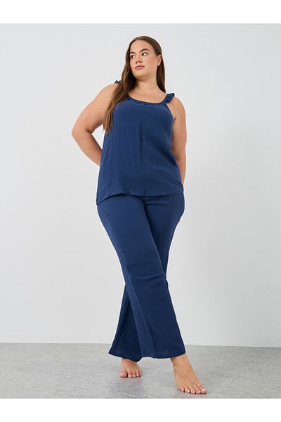 Styli Plus Size Strappy Cami Top and Pyjama Set