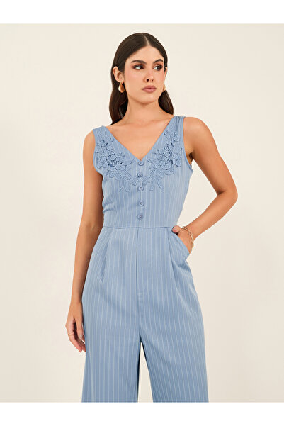 Styli Striped Sleeveless Wide Leg Jumpsuit