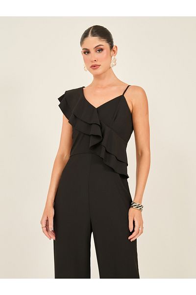Styli Wide Leg Ruffled Detail Jumpsuit