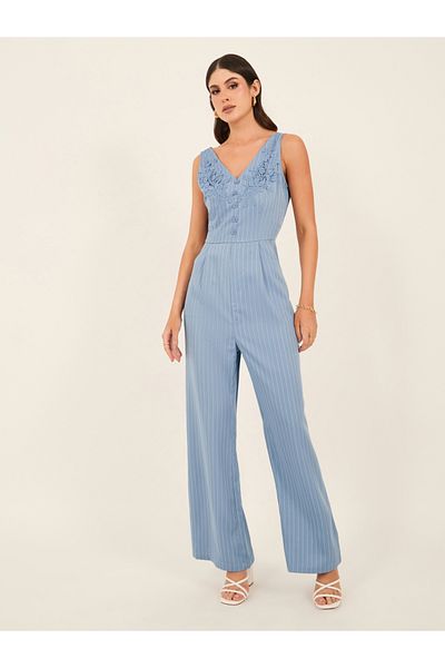 Styli Striped Sleeveless Wide Leg Jumpsuit