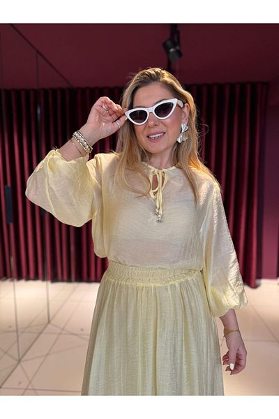 EFİL Collar Lace-Up Blouse Set
