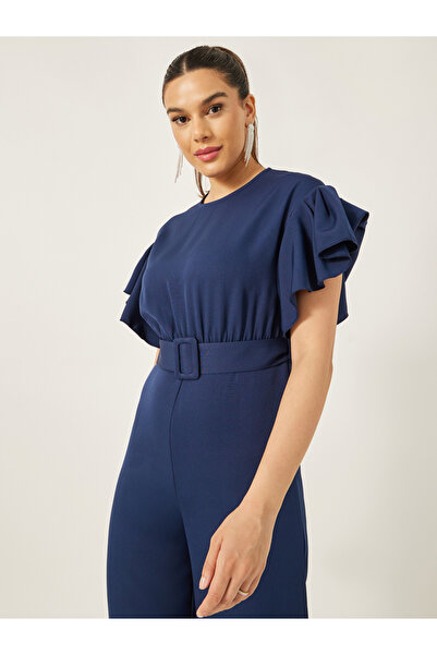 Styli Flutter Sleeve Round Neck Belted Jumpsuit