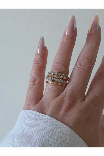 Bubbleatelier Çelik 4'lü taşlı ayarlanabilir yüzük