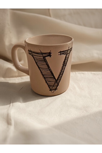 KIZILELMADA Letter V Gift Mug White Ceramic