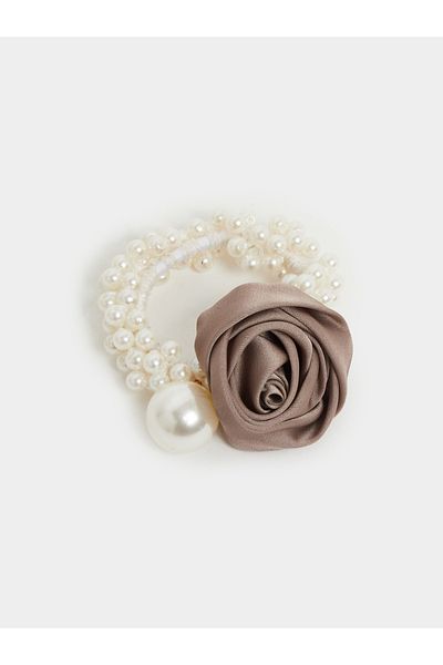 Styli Flower Accent Faux Pearl Hair Tie