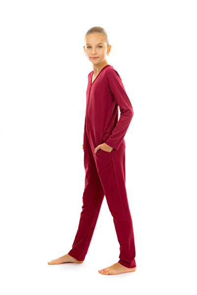 dendy Girls' long pajama jumpsuit Bordeaux 65/158