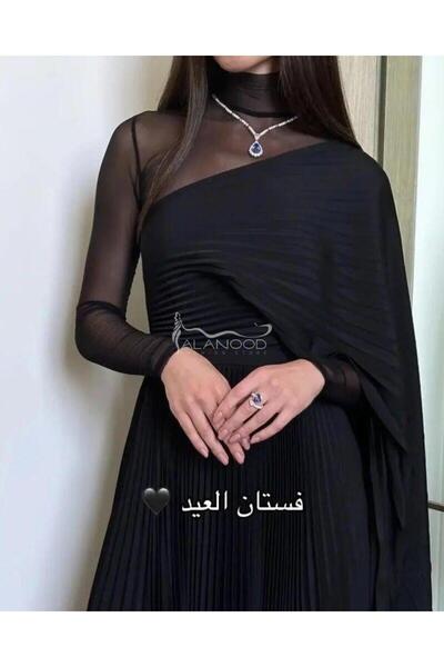 ALANOOD FASHION فستان منى اسود ساتر بتصميم انيق