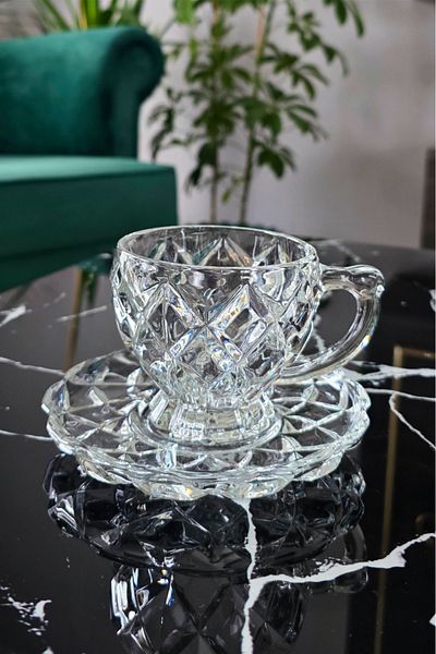 Gülümseten Avm 6-Piece Glass Crystal Tea Coffee Set |   12 Piece Tea Nescafe Set