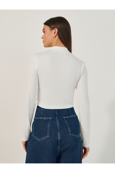 Take Two By Styli Butterfly Printed Long Sleeve Crop Top