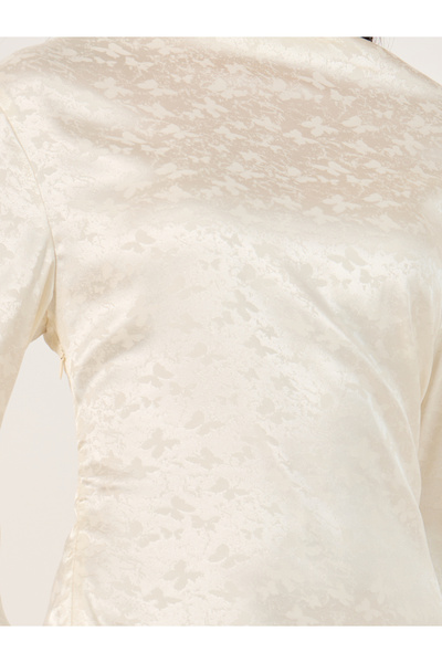 Take Two By Styli Satin Bell Sleeve Boat Neck Maxi Dress