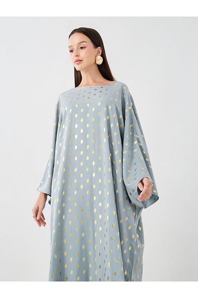 Styli Foil Printed Batwing Sleeve Kaftan