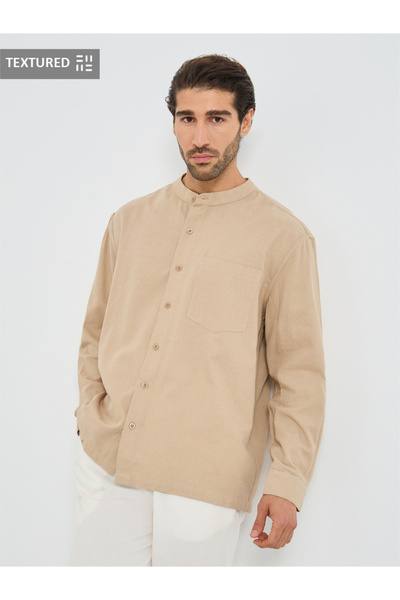 Styli قميص مريح بياقة ماندرين