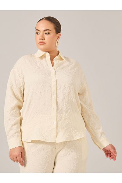 Styli Plus Size Oversized Jacquard Shirt