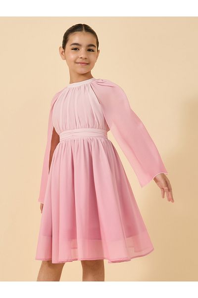 Styli Ombre Cape Sleeves A-Line Dress