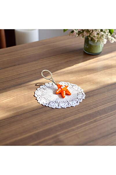 krh 3d print سلسلة مفاتيح نجم البحر البرتقالي اللطيف