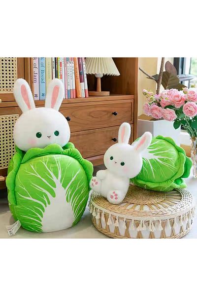 happystoretr 25cm Cotton White Rabbit Plush Toy Cabbage Rabbit Stuffed Animal Toys