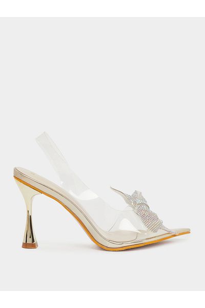 Styli Transparent Bow Accent Back Strap Sandals