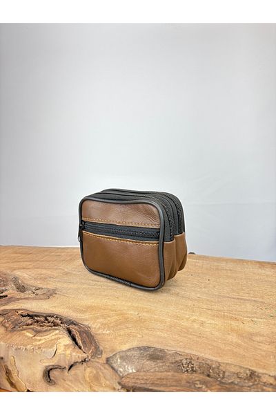 özdemirler deri Large Size 3-Eye Leather Belt Holder, Genuine Leather Belt Wallet, Coin Purse, Belt Bag
