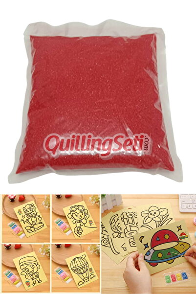 quilling Kırmızı Renk Kum Boyama Kumu, QuillingSeti Aktivite Kumu, Oyun Kumu,...