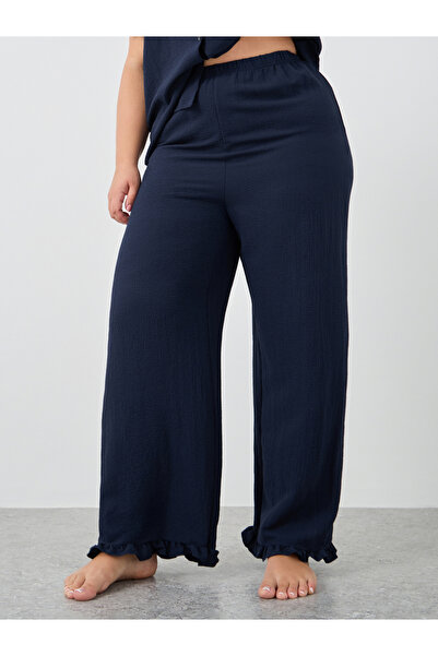 Styli Plus Size Textured Short Sleeve Shirt and Pyjama Set