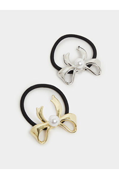 Styli Set of 2 - Faux Pearl Detail Bow Hair Tie