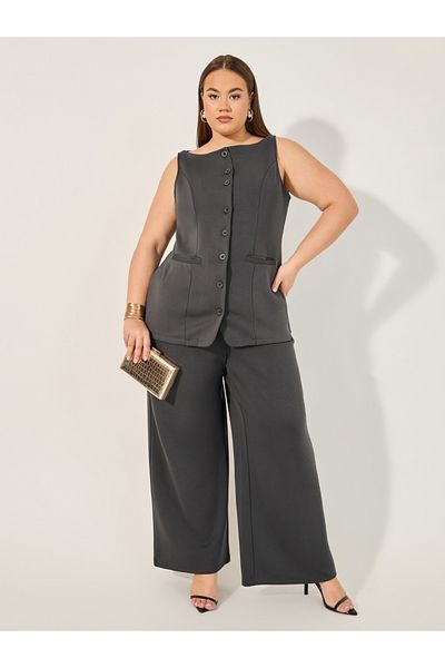 Styli Solid Wide leg tailored trouser