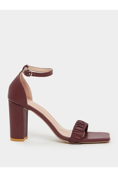 Styli Pleated Ankle Strap Block Heel Sandals