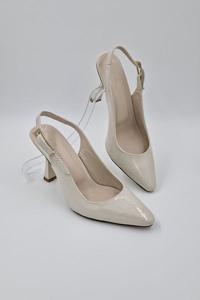 Odie Collection Women's Buckle Pointed Toe Patent Leather Heeled Evening Dress Stylish Shoes