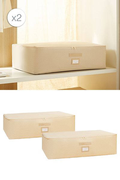 Ocean Home Textile 2 τεμάχια Mega Size Beige Houndstooth Μαξιλάρι Πάπλωμα Πουλόβερ 74x46x22