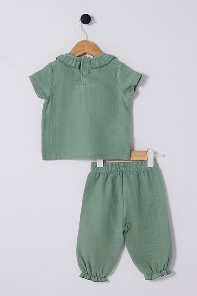 U.S. Polo Assn. U.S. Polo Assn. Baby Girl Ruffled Rocco Green 2-Piece Summer Set