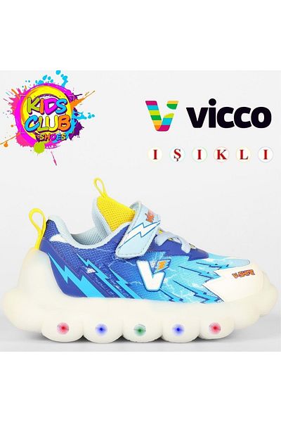 Kocamanlar Ayakkabı Vicco Flash Lighted Orthopedic Children's Sports Shoes Dark Blue