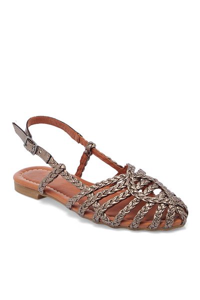 CUCA Genuine Leather Lace Detail Braided Women's Daily Sandals