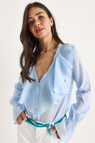 Bianco Lucci Cămașă elegantă pentru femei, cu mâneci cu volane, 60283413