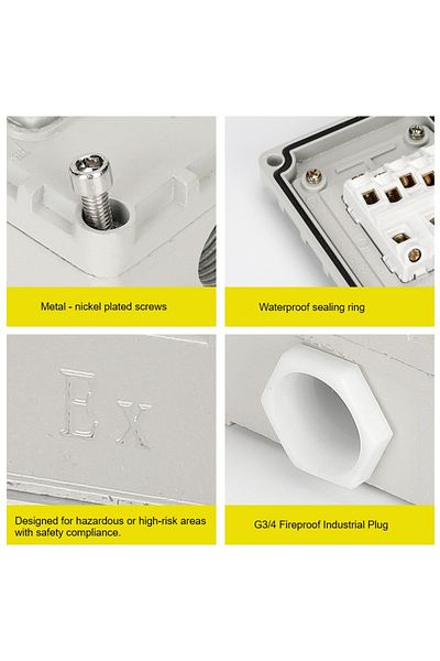 INNOVIX Industrial Double Switch, European Standard Model, Ip65, Rain & Fire Resistant, Beige
