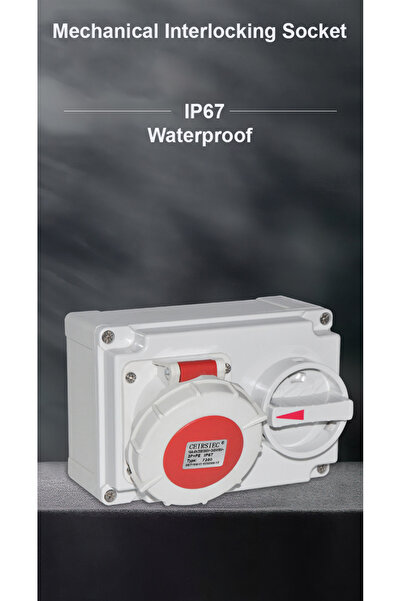 INNOVIX Priză industrială, IP67, 16A, 3P+N+T, impermeabilă, rezistentă la coroziune și foc, gri