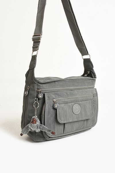 DUOMİNO Duomino Clinker Multi-Pocket Water Resistant Gray Crinkle Shoulder Bag / Shoulder Bag