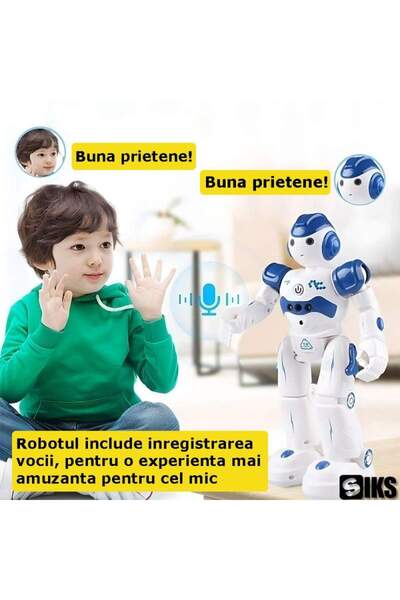 SIKS Jucărie robot inteligentă interactivă, control prin gesturi, telecomandă, programabilă, cântă, dansează
