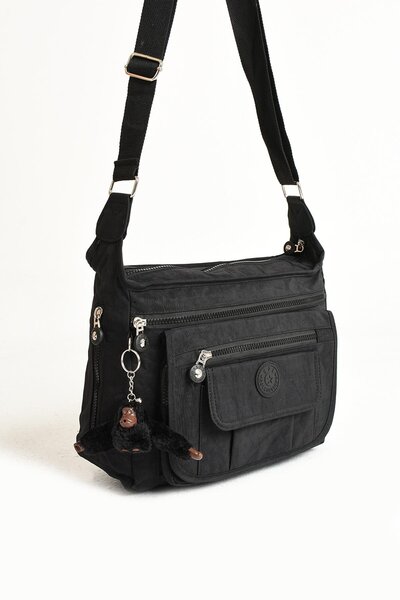 DUOMİNO Duomino Clinker Multi-Pocket Water Resistant Black Crinkle Shoulder B...