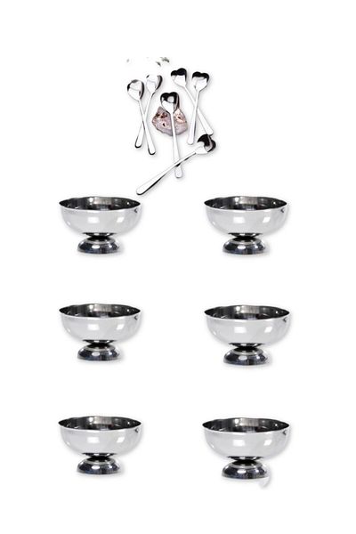 sui home Heart Ice Cream Set 6' 11 cm Large Size Ice Cream Bowl 6' Heart Ice Cream Spoon