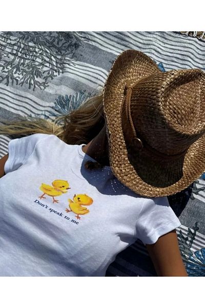 ÖZGESTORE Y2K Chick Don'T Speak to Me Printed Baby Tee Tshirt