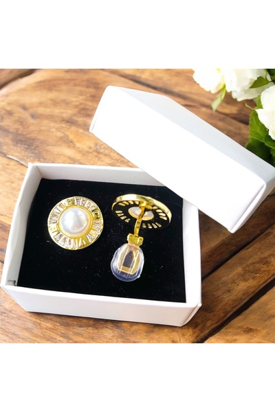 1PARÇAMAVİ أقراط نسائية غير قابلة للتغيير بتصميم مشبك مزين باللؤلؤ على شكل كل...