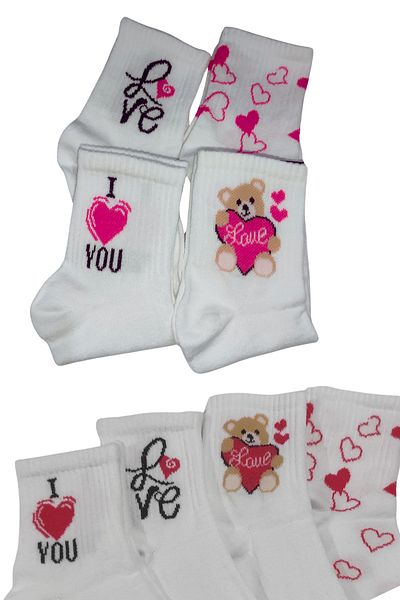 Limon Socks Women's Socks (4 Pairs) Children's Socks Patterned Cotton Short Socks