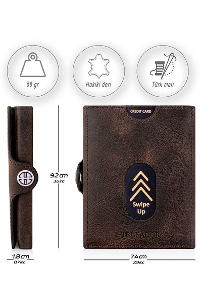 Trusador Θήκη κάρτας Valencia Brown Γνήσιο δέρμα Πορτοφόλι Unisex Γυναικείο Ανδρικό Rfid Protected